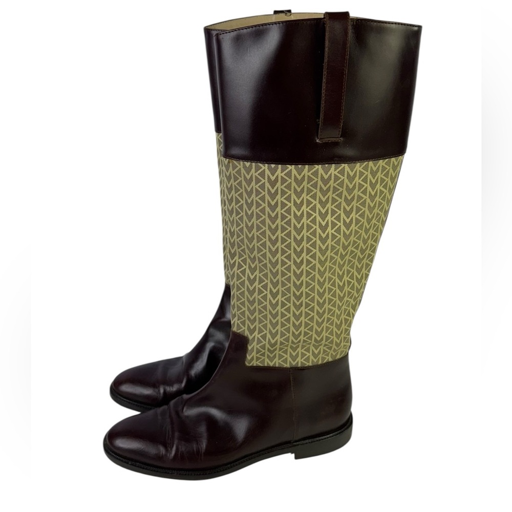 MICHEL KORS,  LOGO Black and Brown riding boots monogram size 9 M